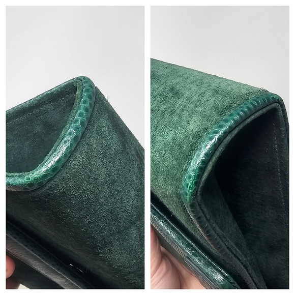 Vintage Anne Klein Calderon 80’s Green Suede Purse Crossbody EVC - Picture 9 of 16